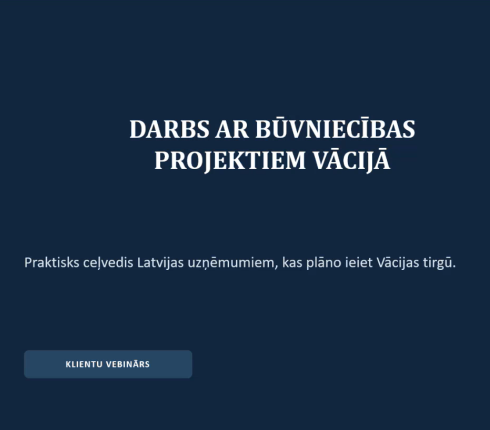 Darbs ar būvniecības projektiem Vācijā