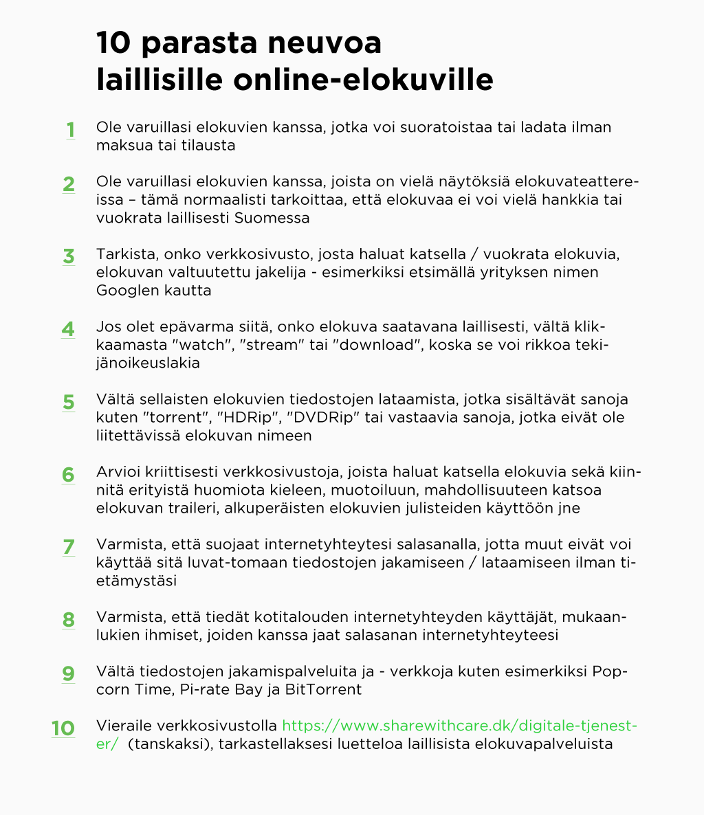 Usein kysyttyjä kysymyksiä luvattomaan tiedostojen lataamiseen ja jakamiseen koskien