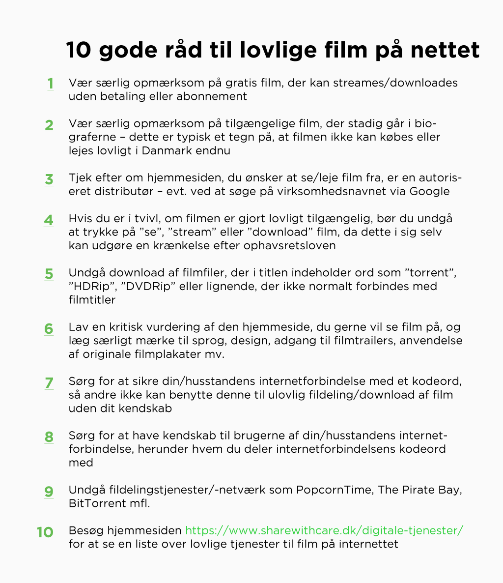 Spørgsmål og svar vedrørende ulovlig fildeling og download